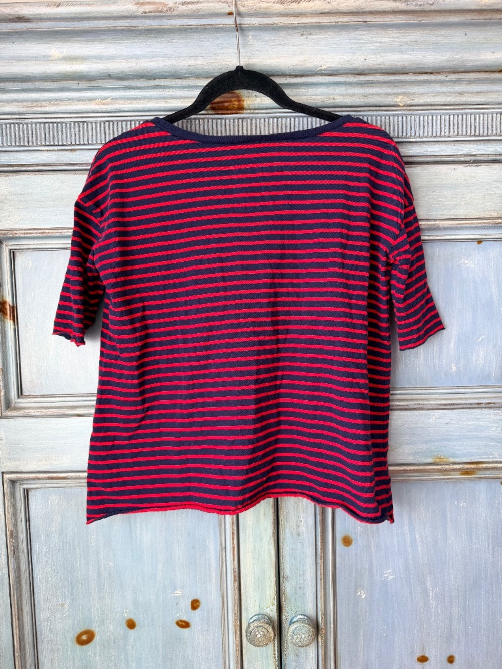 Frank & Eileen Josephien French Stripped Herritage Terry Tee in Navy/Red XS - Picture 9 of 9